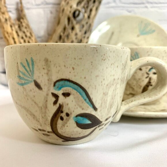 Vintage Red Wing Bob White Quail 2 Cups & 2 Saucers - 4 Piece Cup & Saucer Set - Picture 2 of 9